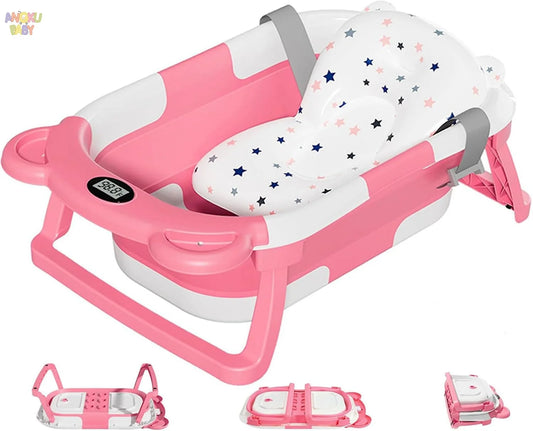 Baignoire Pliable pour Bébé – Baignoire Portable Antidérapante pour Nouveau-né et Tout-petit