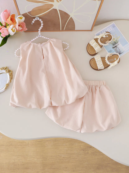 Ensemble Bébé Fille Chic Rose Poudré – Haut à Nœud & Short (1–3 ans)