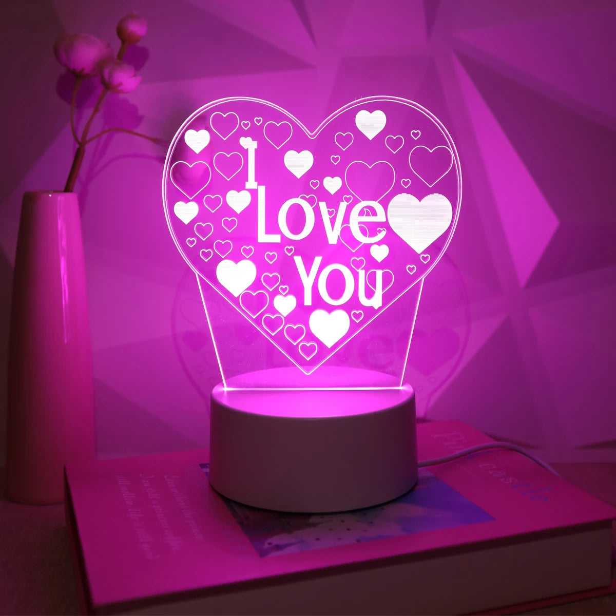 Veilleuse 3D “I Love You” – Lumière Romantique Élégante (Cadeau Saint-Valentin)