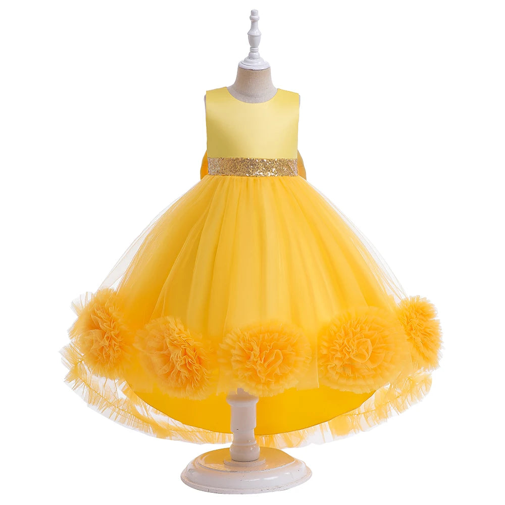 Robe Princesse Fille Traîne Tulle – Cérémonie, Mariage, Anniversaire & Noël (2–10 ans)