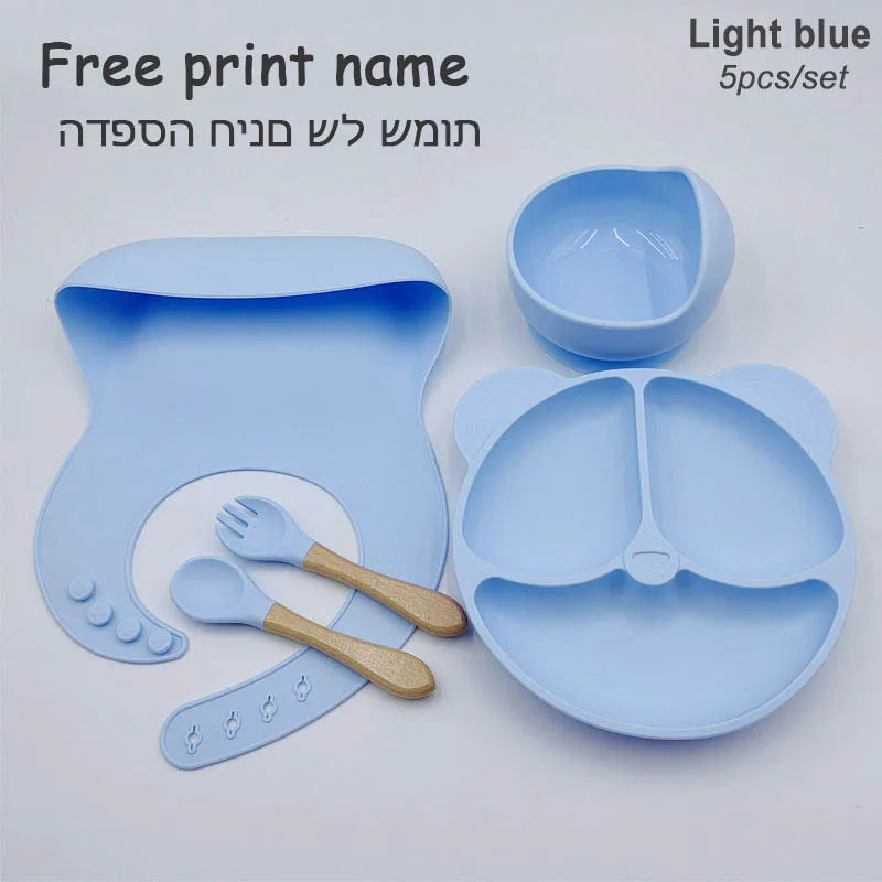Vaisselle en silicone alimentaire pour bébé – Ensemble repas 8 pièces sans BPA, antidérapant et sécurisé