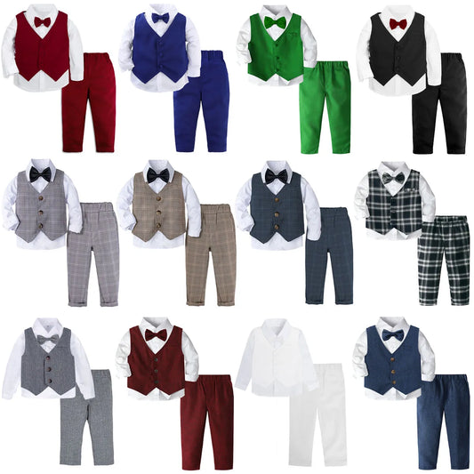 Ensemble de costumes pour bébés garçons, Blazer pour tout-petits, costumes de mariage pour nourrissons, tenue de baptême, smoking, ensembles de vêtements formels de noël pour enfants