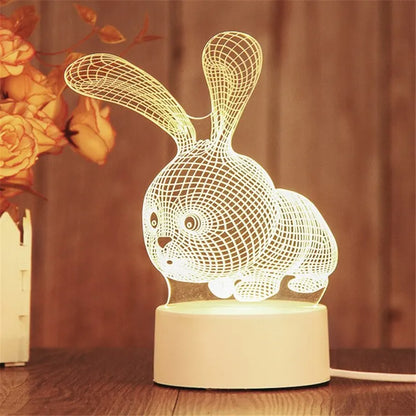 Veilleuse LED Acrylique 3D – Lampe de Chevet Décorative (Cadeau & Ambiance)