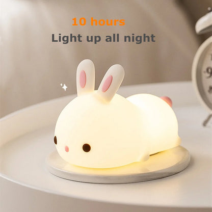 Capteur tactile RGB LED lapin veilleuse 16 couleurs USB Rechargeable Silicone lapin lampe pour enfants bébé jouet Festival cadeau