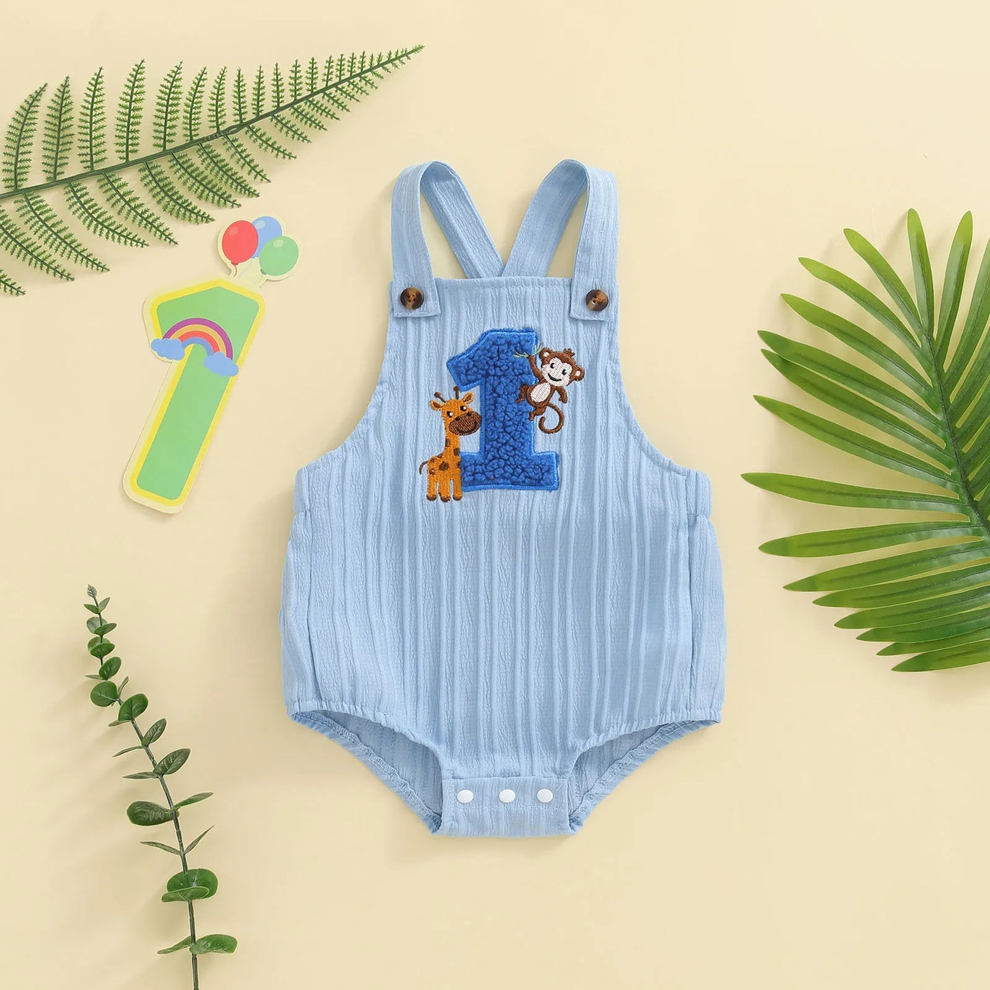 Barboteuse bébé ours “1 an” – Salopette douce unisexe (6–18 mois)