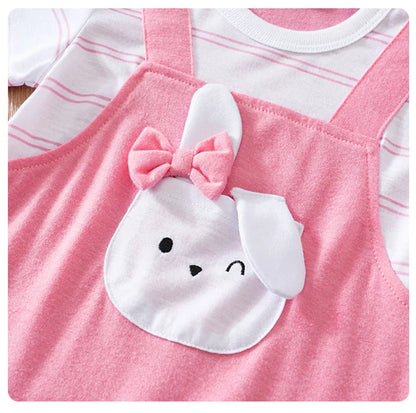 Tenue bébé été – Combinaison rose lapin, confortable et adorable