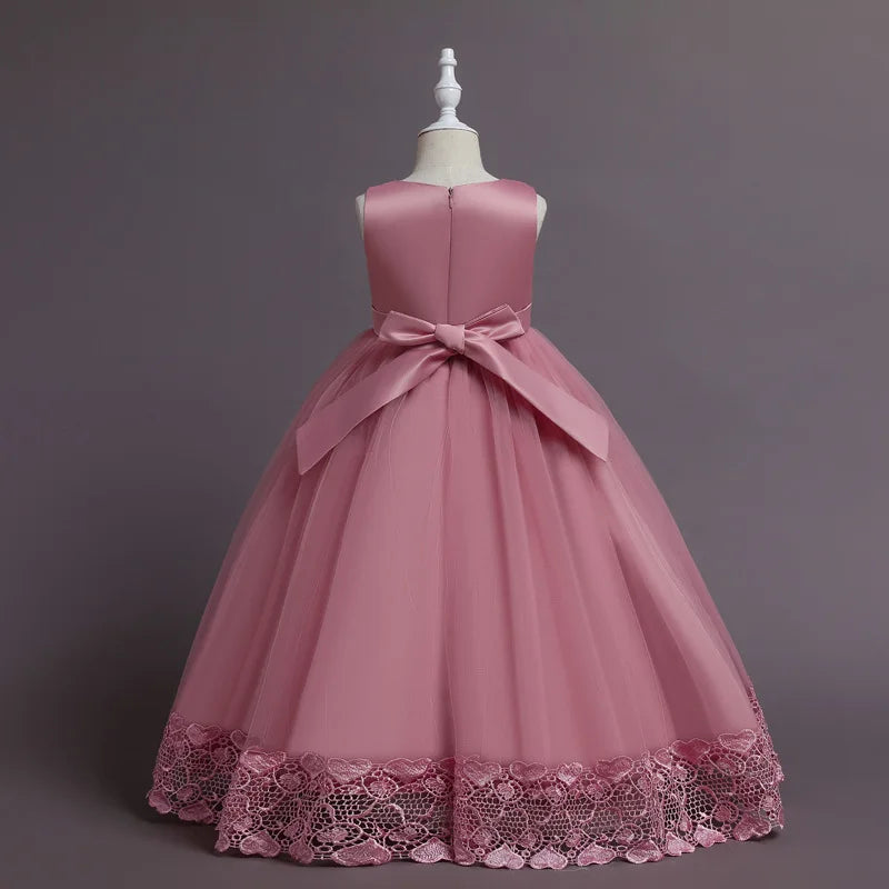 Robe de Princesse en Tulle & Dentelle – Cérémonie & Fête pour Fille (7–13 ans)