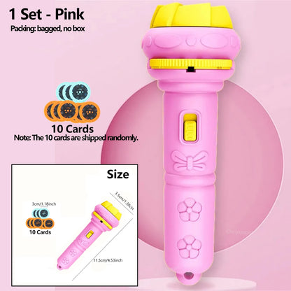Lampe de poche projecteur pour enfants – Dessins animés (10 cartes, 80 images)