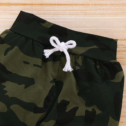 Ensemble Bébé Garçon Été – Body Manches Courtes & Pantalon Camouflage en Coton