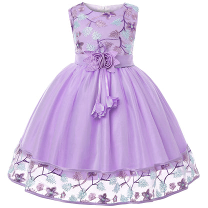Robe Princesse Fille en Tulle Brodé – Cérémonie, Anniversaire, Mariage & Noël (2–10 ans)