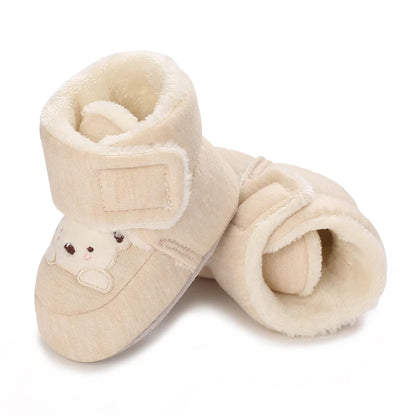 Chaussons Bébé Ourson en Coton Doux – Semelle Souple & Intérieur Moelleux