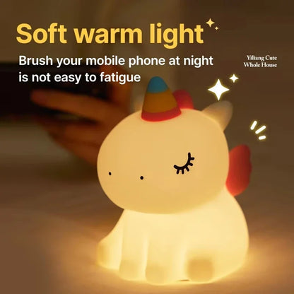 Veilleuse Silicone Bébé – Lampe de Nuit Tactile Douce (Nuage, Licorne, Tasse, Ballon)