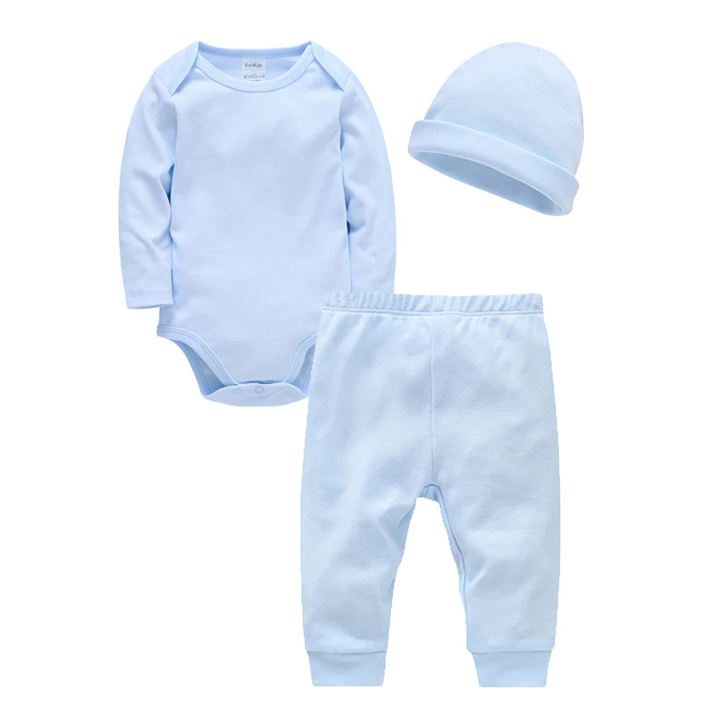 Ensemble Bébé 3 Pièces 100% Coton – Barboteuse, Pantalon & Bonnet | Douceur Essentielle