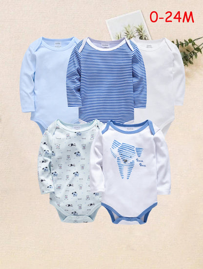 Lot de 3 ou 6 Bodies Bébé Garçon en Coton – Confort Doux & Motifs Adorables (0–12 mois)