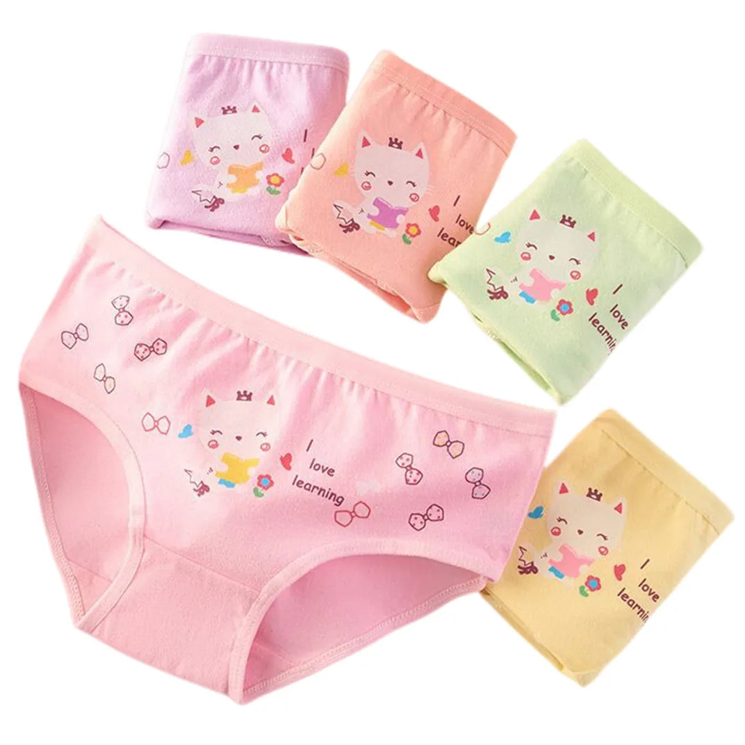 Lot de 4 Culottes Fille en Coton Doux – Confort Petit Trésor
