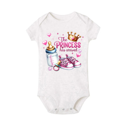 Barboteuse bébé fille “La princesse est arrivée” – Manches courtes – 0 à 24 mois