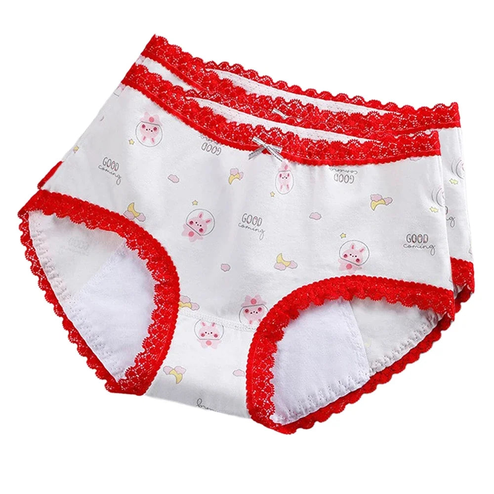 Slips courts en coton pour filles, pantalons physiologiques anti-fuite en dentelle, pour adolescents de 3 à 18 ans, nouvelle collection 2024