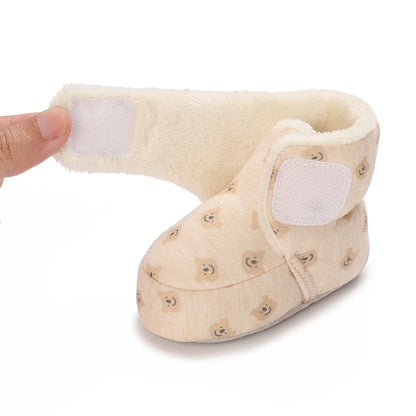 Chaussons Bébé Ourson en Coton Doux – Semelle Souple & Intérieur Moelleux