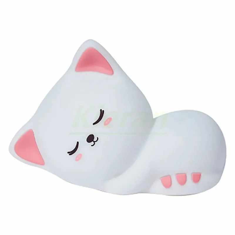 Veilleuse bébé chat en silicone tactile rechargeable – Lampe de nuit douce multicolore