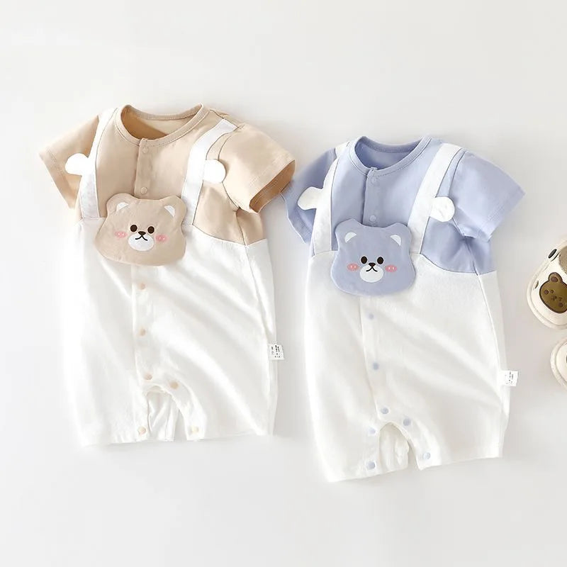 Combinaison d’été bébé garçon à manches courtes – Faux deux-pièces doux & élégant