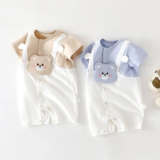 Combinaison d’été bébé garçon à manches courtes – Faux deux-pièces doux & élégant