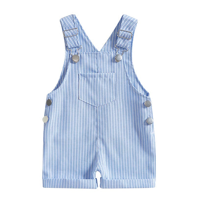 Barboteuse d'été pour bébés garçons et filles de 0 à 3 ans, salopette imprimée à rayures, salopette décontractée sans manches, boutons, short, tenues à la mode