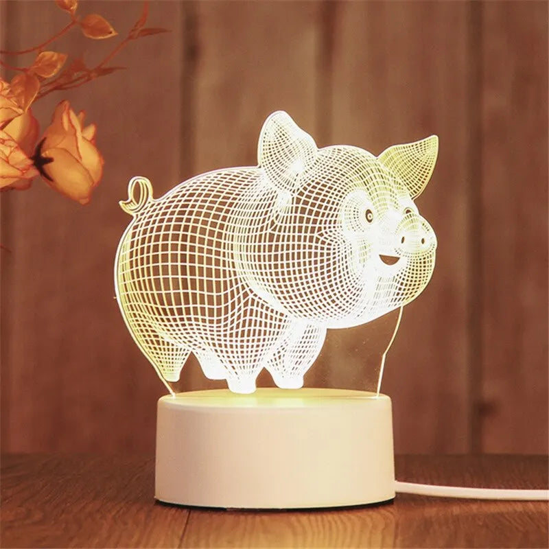 Veilleuse LED Acrylique 3D – Lampe de Chevet Décorative (Cadeau & Ambiance)