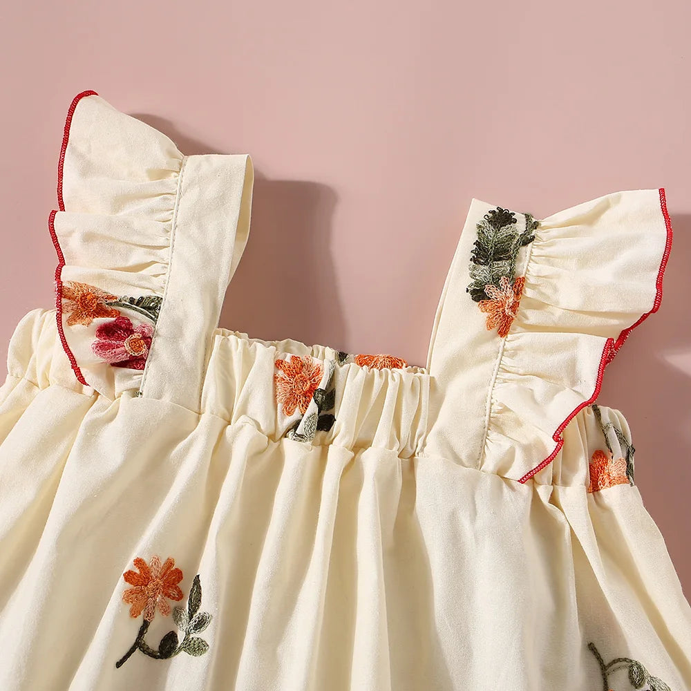 Ensemble d’été fille 2 pièces – Haut fleuri à manches courtes & short uni