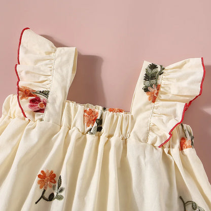 Ensemble d’été fille 2 pièces – Haut fleuri à manches courtes & short uni