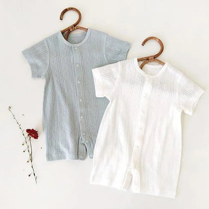 Barboteuse bébé 100 % coton (0–24 mois) – Pyjama d’été doux et respirant