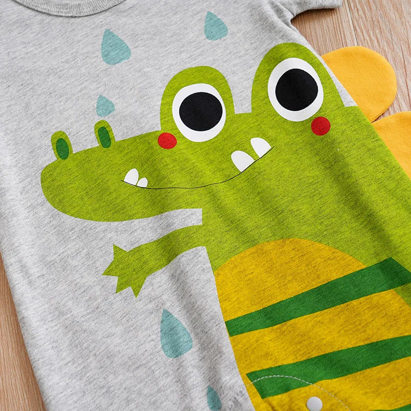 Combinaison Bébé Crocodile Mignon – Body Été en Coton Respirant