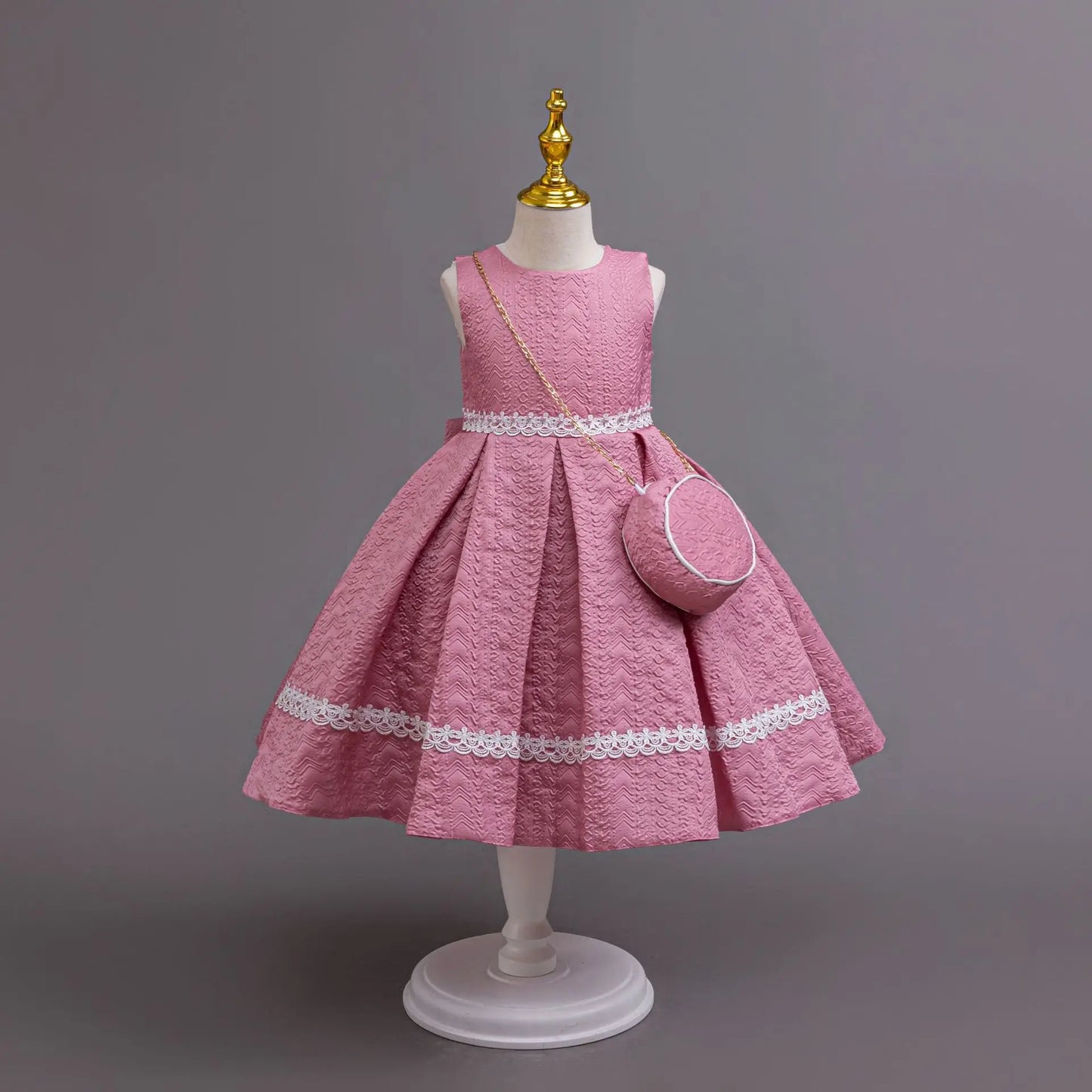 Robe Princesse Élégante Fille – Manches Longues avec Sac Assorti