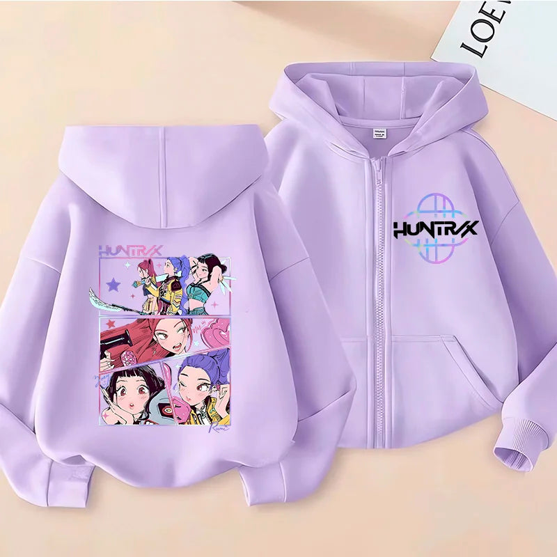 Sweat à Capuche Zippé Enfant – Style K-Pop Moderne (7–12 ans)