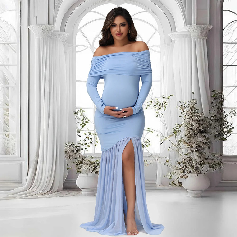 Robe Maternité Longue Élégance Royale – Séance Photo & Baby Shower
