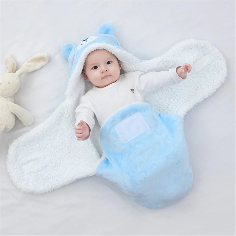 Couverture d’Emmaillotage Bébé Hiver – Flanelle Chaude avec Capuche