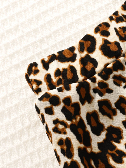 Ensemble Fille 2 Pièces – T-shirt Pêche + Jupe Léopard – Été (1–3 ans)