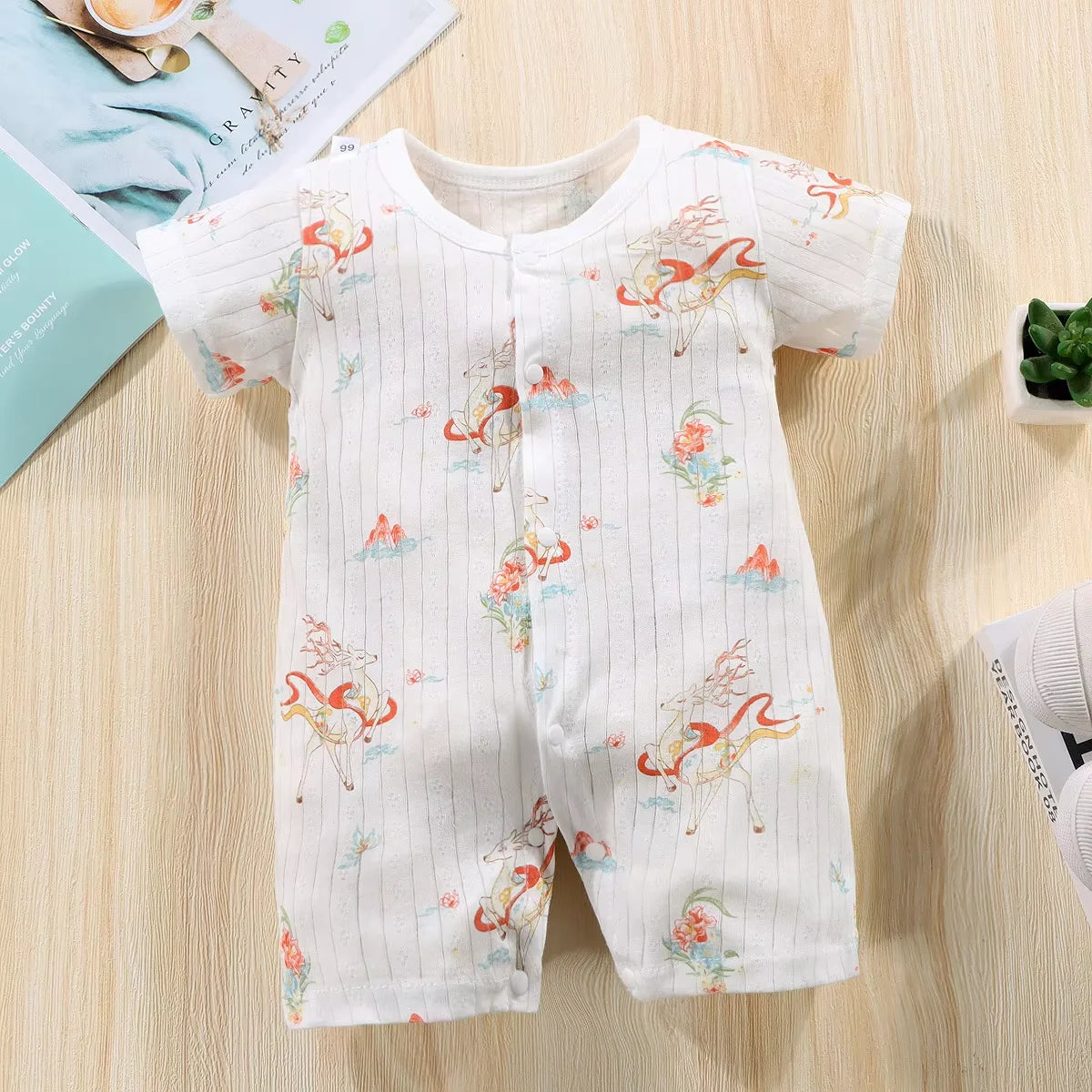Barboteuse Bébé en Coton – Tenue Légère pour 0 à 12 Mois