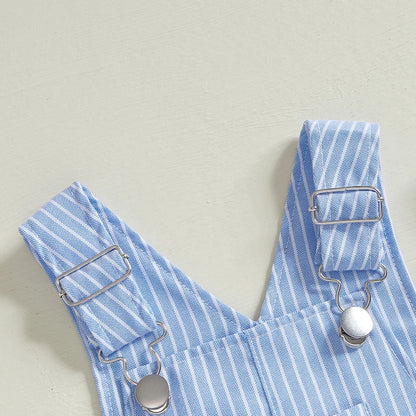 Barboteuse d'été pour bébés garçons et filles de 0 à 3 ans, salopette imprimée à rayures, salopette décontractée sans manches, boutons, short, tenues à la mode