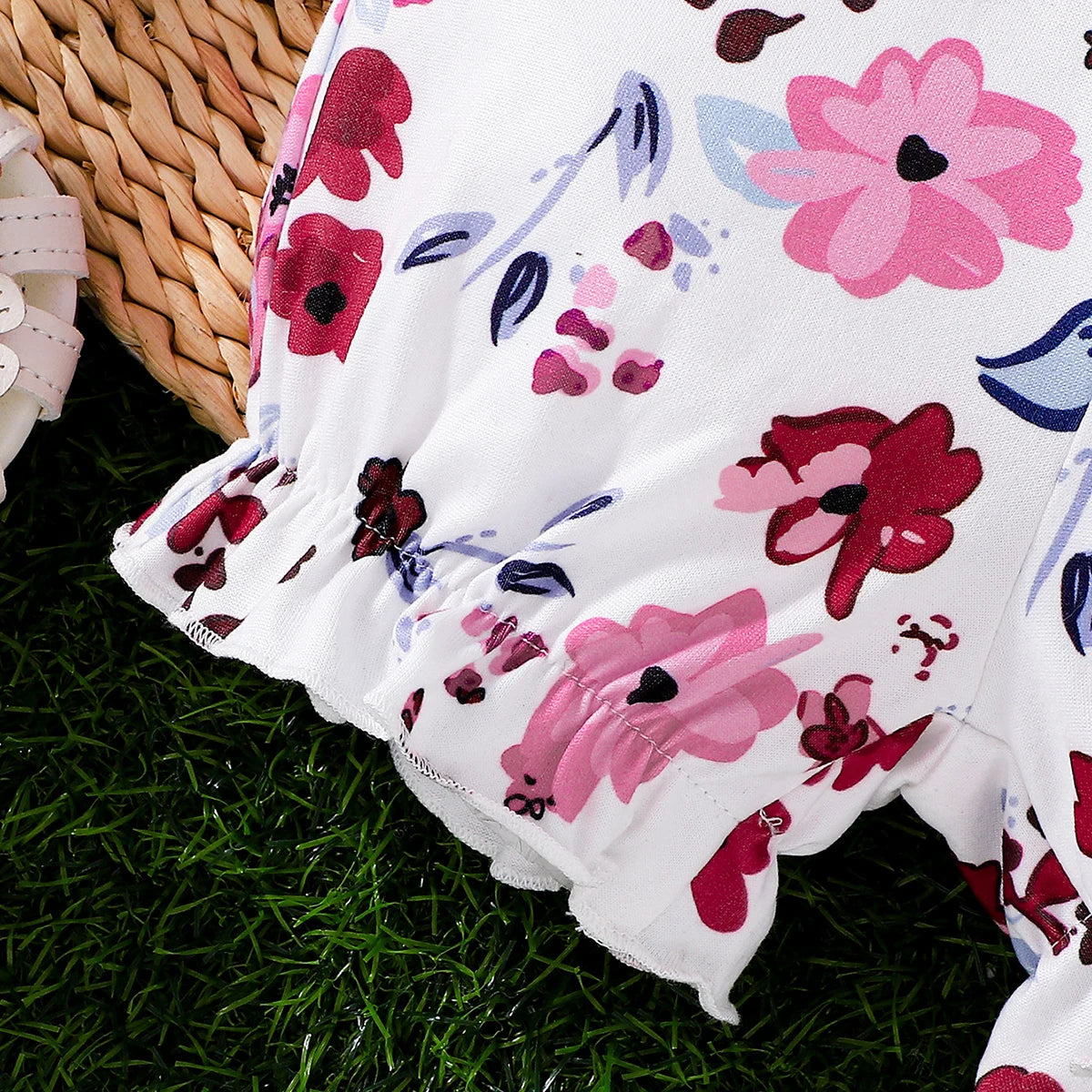 Ensemble Bébé Fleuri – Haut Mauve & Bas Imprimé Floral