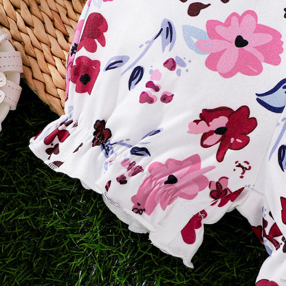 Ensemble Bébé Fleuri – Haut Mauve & Bas Imprimé Floral