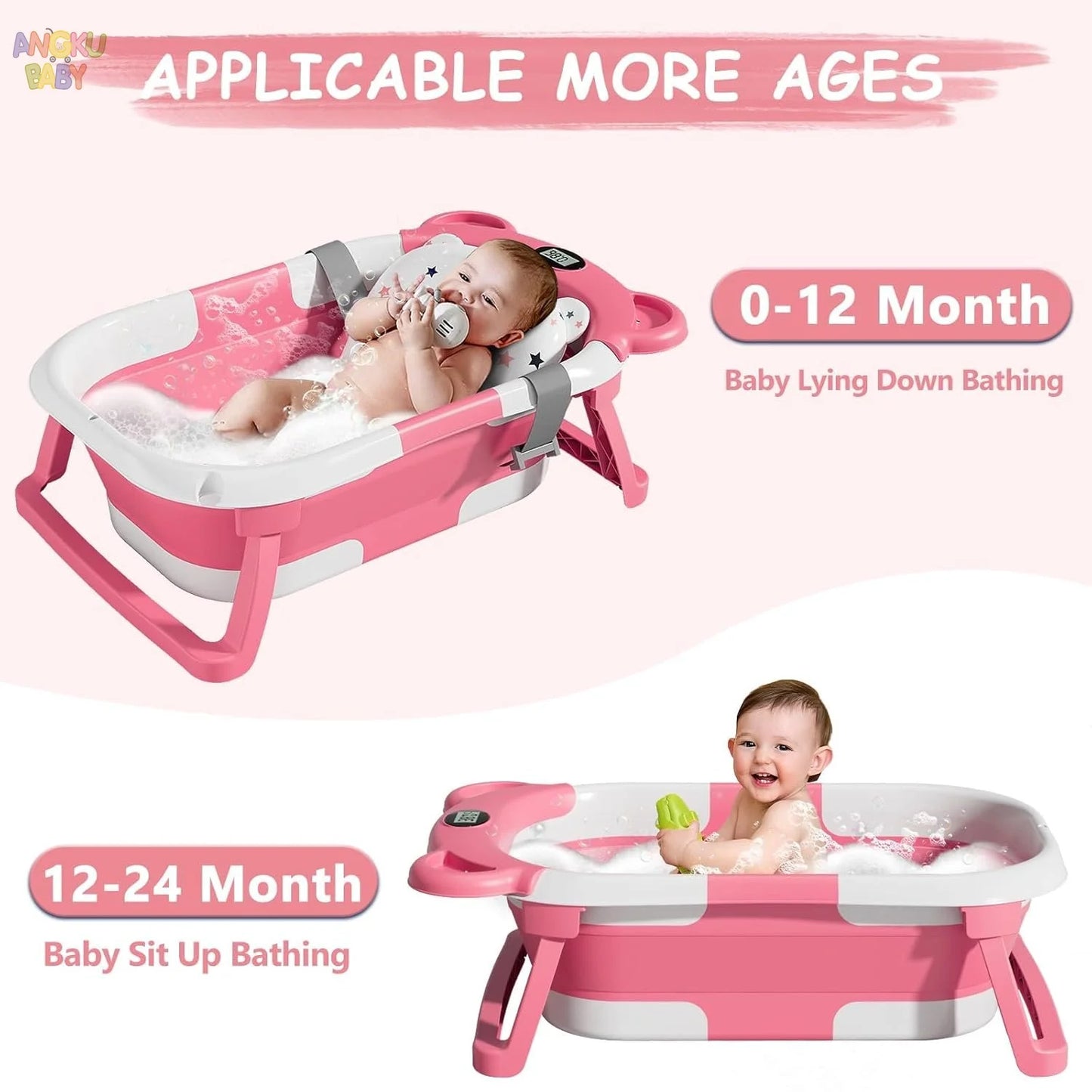 Baignoire Pliable pour Bébé – Baignoire Portable Antidérapante pour Nouveau-né et Tout-petit