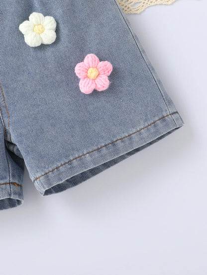 Ensemble Été Petite Princesse – Haut Fleuri & Short Élégant