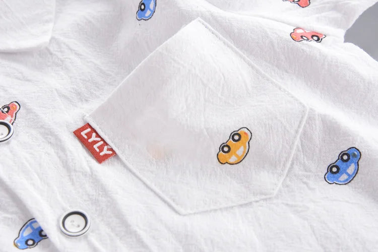 Ensemble Enfant Chic 2 Pièces – Chemise à Col + Pantalon (Unisexe, 4–6 ans)