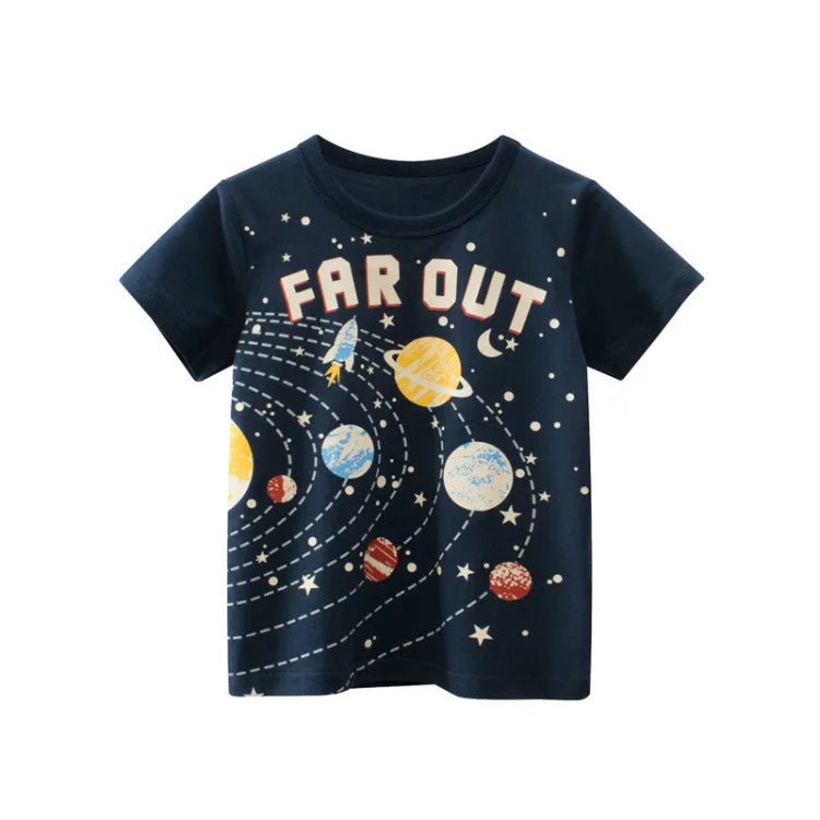 OLEKID 2025 Summer Children Boys Clothing Printed Cartoon Boys T-Shirts 2-8 Years Kids Baby Boy Tops Short Sleeve Toddler Tees