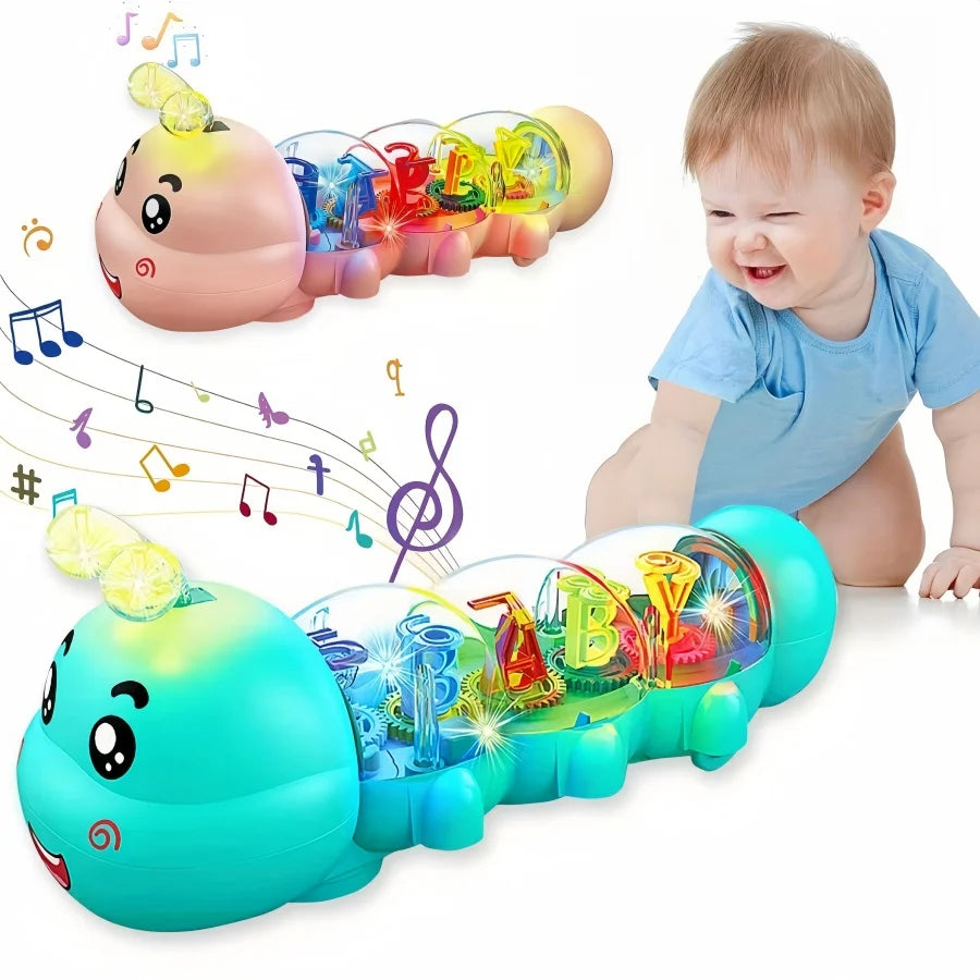Jouet bébé chenille qui rampe – Musique & lumières – Encourage le mouvement