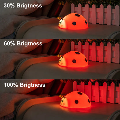 Veilleuse Coccinelle Lumineuse™ – Lampe LED Silicone Rechargeable pour Chambre Bébé