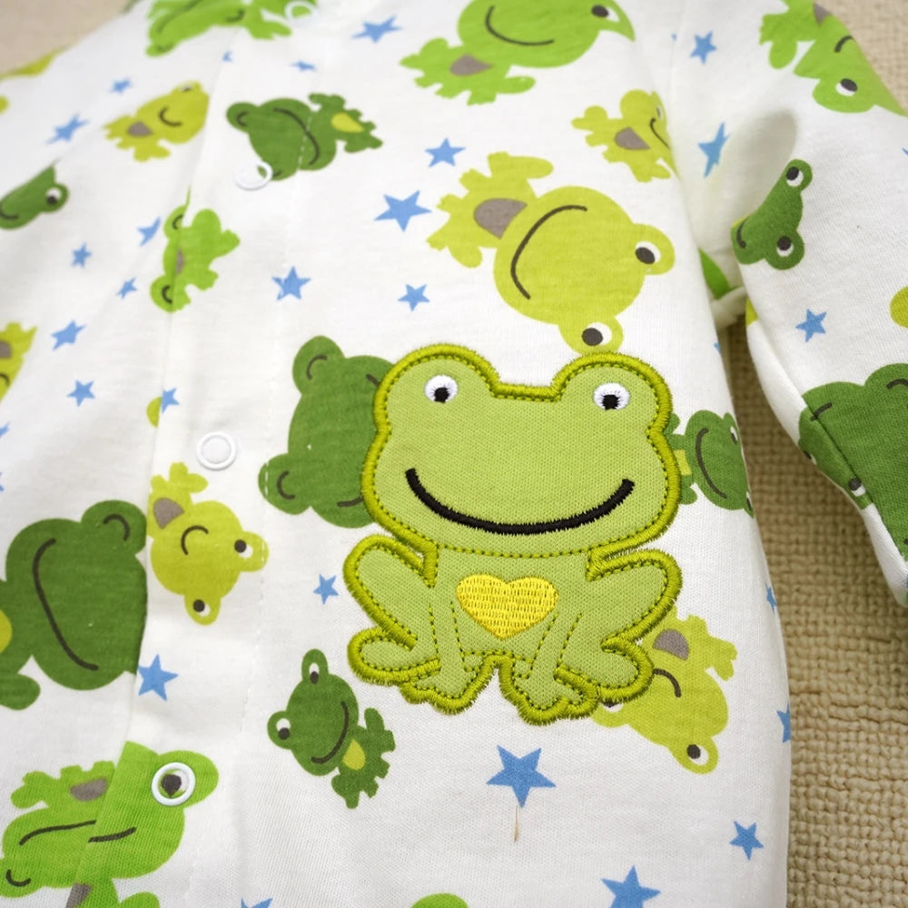 Barboteuse Bébé Grenouille 100% Coton – Pyjama Doux & Confortable pour Nouveau-Né