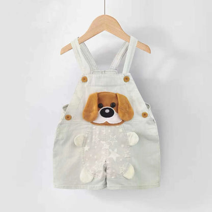 IENENS – Salopette short en jean bébé garçon avec motifs animaux (9 à 24 mois)
