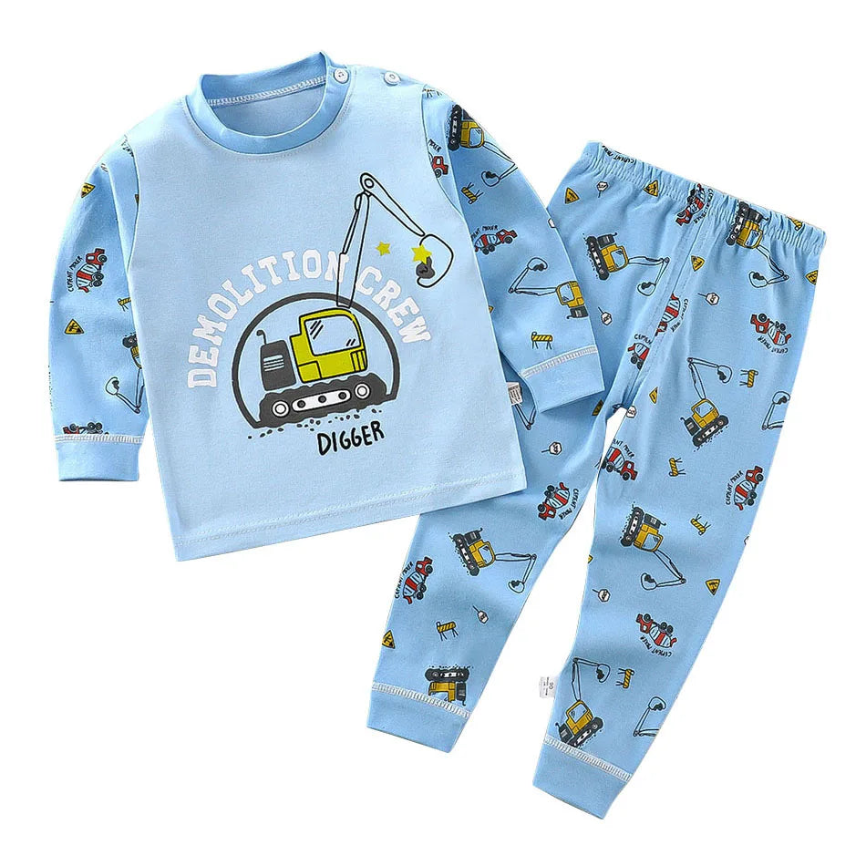 Ensemble de pyjamas en coton pour enfants, vêtements de nuit pour garçons et filles, vêtements de nuit pour enfants, vêtements de maison, vêtements de détente de dessin animé, automne et hiver