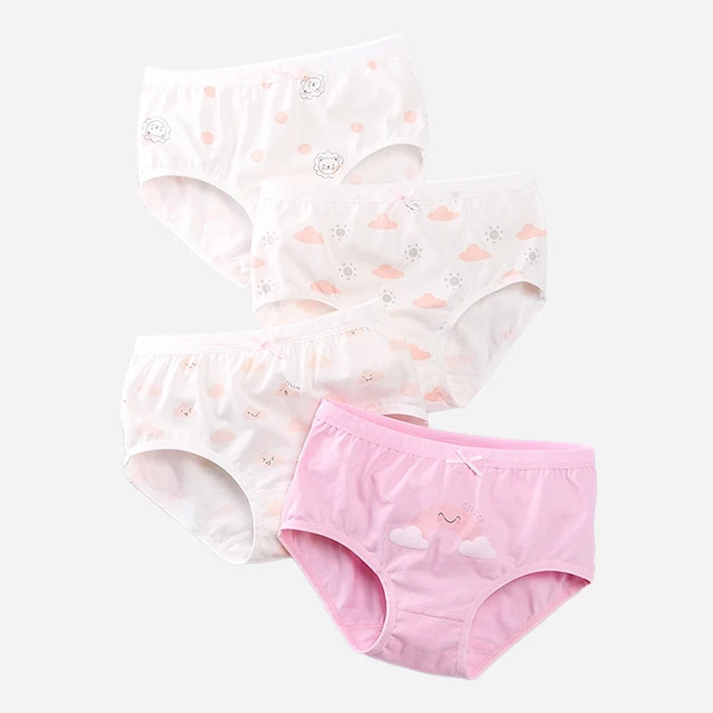 Culotte Anti-Adorable en Coton pour Fille de 3 à 8 Ans, Sous-vêtement Doux et Respirant, Motif Dessin Animé, Collection Été, 2024, 4 Pièces